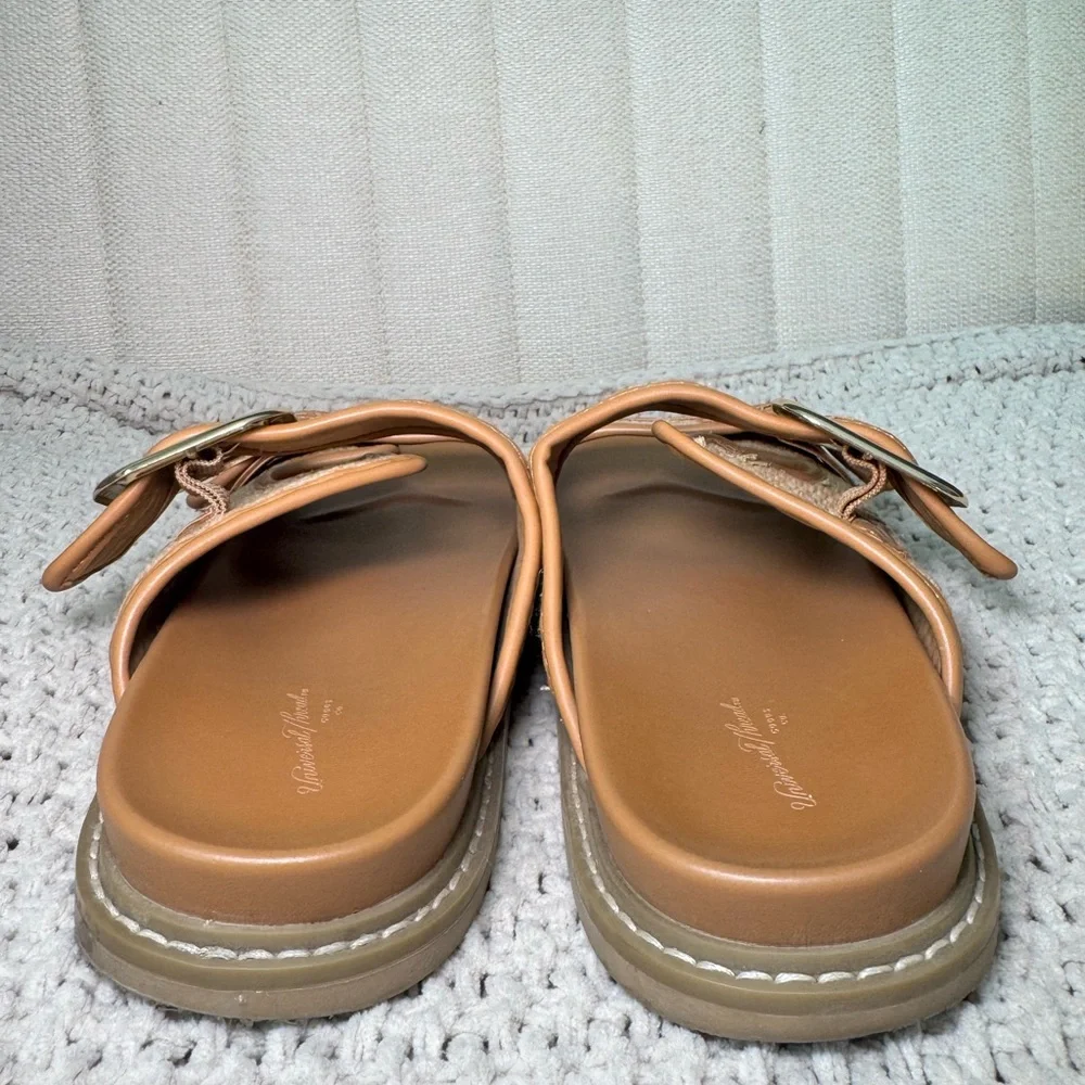 Universal Thread Women Tan Woven Double-Buckle Slide Sandals size 9 - Picture 4 of 7